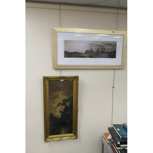 288 - Edwardian gilt framed oil painting 'Returning Home', total size 90cm x 46cm, also a limited edition ... 