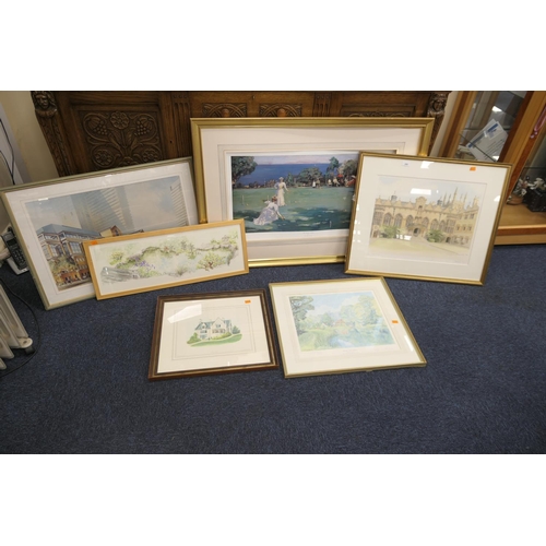 289 - Various framed prints including Sir John Lavery 'The Croquet Match' (7)