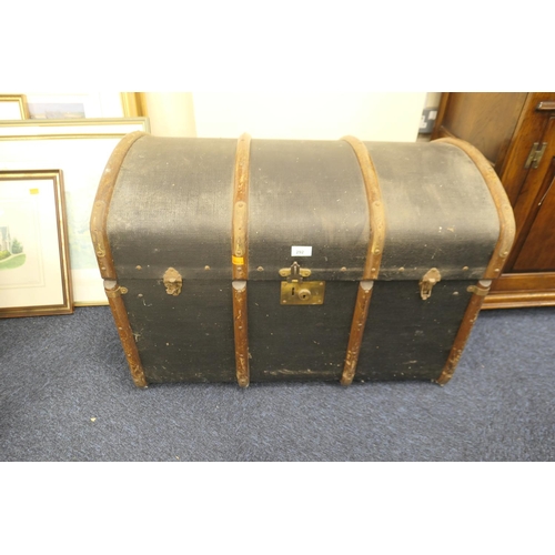 292 - Victorian wooden bound steamer trunk