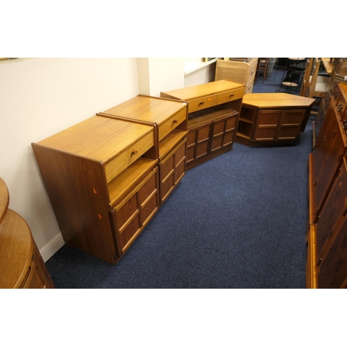 311 - Small selection of Nathan teak furniture, comprising a two door cupboard, 87cm x 75cm, two bedside o... 