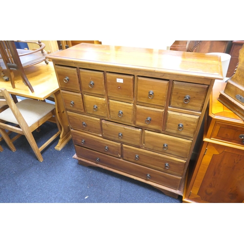 336 - Eastern made hardwood chest of sixteen drawers, width 102cm, height 106cm