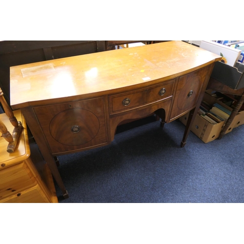 344 - Mahogany bow front sideboard, width 123.5cm