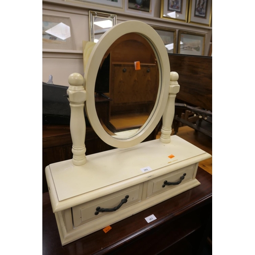 362 - Painted dressing table mirror fitted with two jewellery drawers