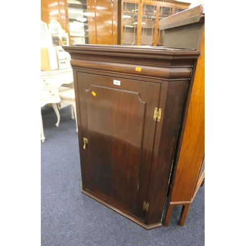 388 - 19th Century mahogany flat front hanging corner cupboard