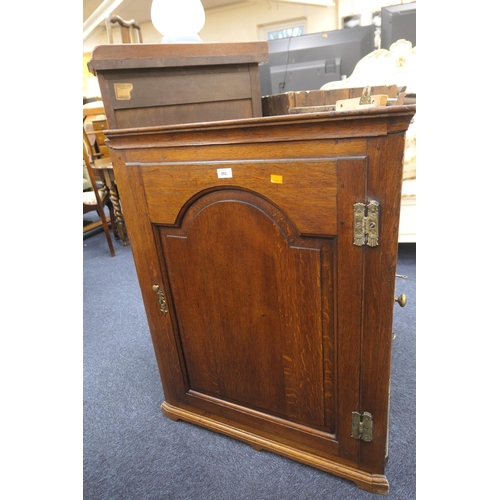 392 - 19th Century oak flat front hanging corner cupboard