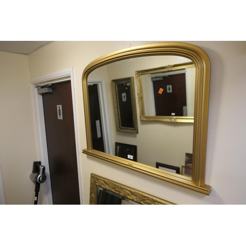 399 - Victorian style gilt framed overmantel mirror, width 98cm, height 74cm