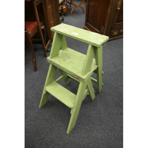 402 - Green painted metamorphic library chair