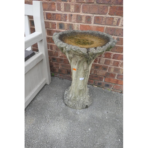 419 - Reconstituted stone 'tree trunk' bird bath