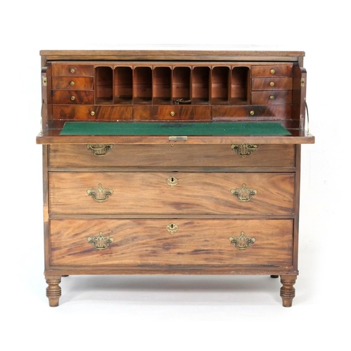 537 - Victorian secretaire chest, the top drawer with pull out front opening to reveal a complement of dra... 