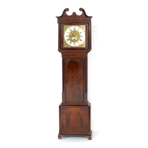 542 - Mahogany eight day longcase clock, by William McCabe of Newry, the hood with swan neck pediment, ove... 