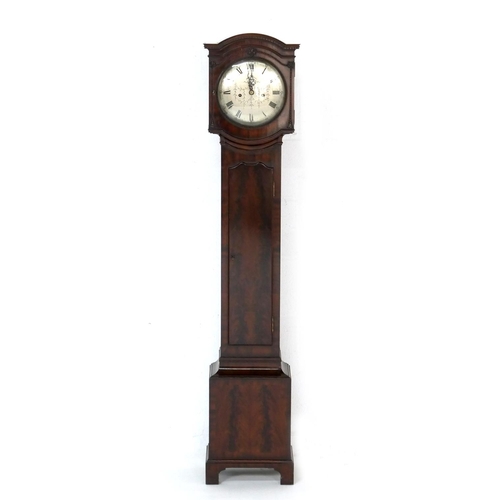 544 - Quality mahogany granddaughter clock by Maple & Co., London, having a 9'' circular silvered dial wit... 