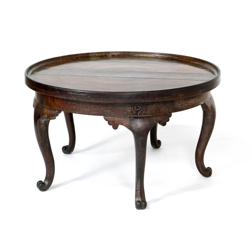 545 - Anglo-Indian hardwood dished top circular table, probably late 19th Century, raised on five cabriole... 