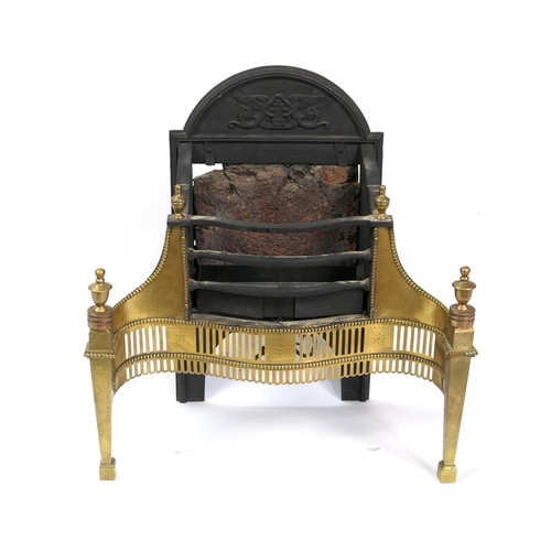 559 - Cast iron and brass fire grate in the Georgian style, width 6cm, depth 36cm, height 73cm