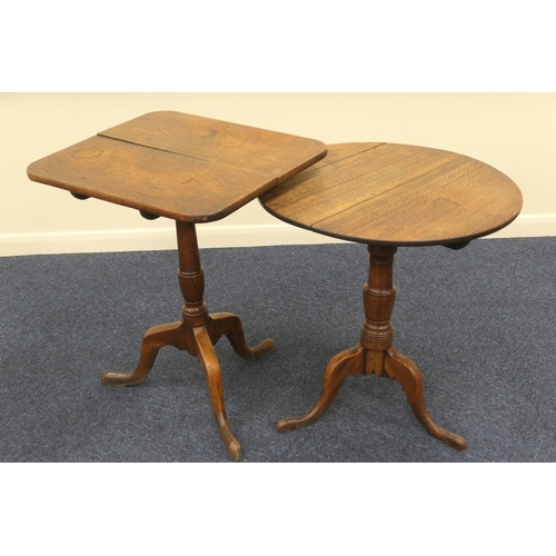 571 - Oak and elm tilt top tripod table, 19th Century, circular top over a turned column and triform feet,... 