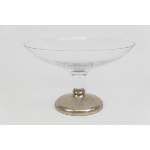 71 - Modern silver mounted clear glass comport, the base loaded, 28cm