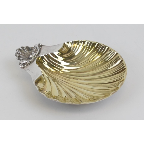 79 - Modern sterling silver scallop shape butter dish, 14.5cm, weight approx. 123g