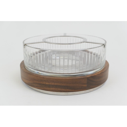 82 - Linley cut glass and wooden based wine cooler, 23cm diameter