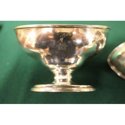 3 - Pair of George III silver salts, maker IH, London 1786, boat shaped with gilt interior, 10.5cm, weig... 