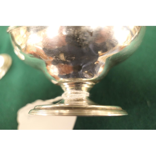 3 - Pair of George III silver salts, maker IH, London 1786, boat shaped with gilt interior, 10.5cm, weig... 