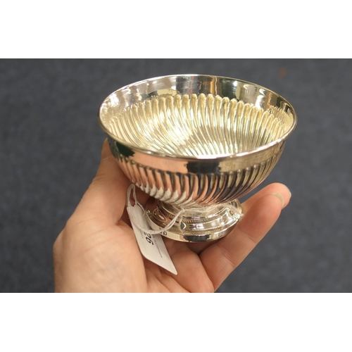 26 - Victorian silver sugar bowl, by Jacob Berman, London 1885, wrythen form over a stepped circular foot... 