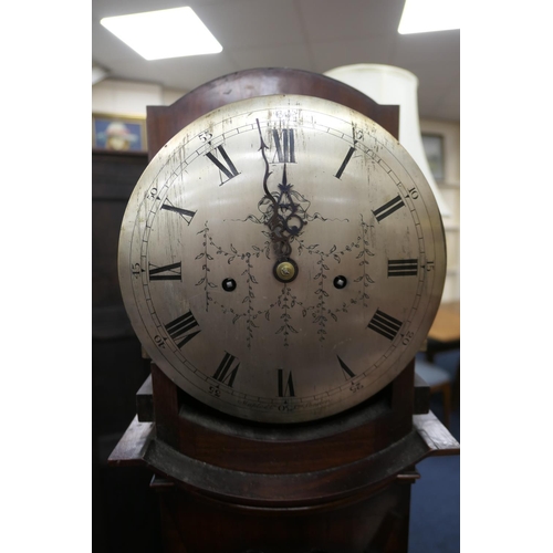 544 - Quality mahogany granddaughter clock by Maple & Co., London, having a 9'' circular silvered dial wit... 