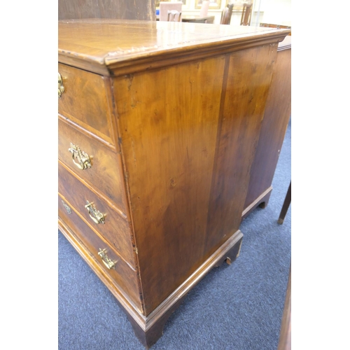 549 - Walnut chest of drawers, in part 18th Century with later restoration, fitted with two short and thre... 