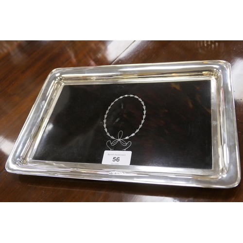 56 - George V silver and pique tortoiseshell dressing table tray, Birmingham 1919, 30cm x 21cm; also a to... 