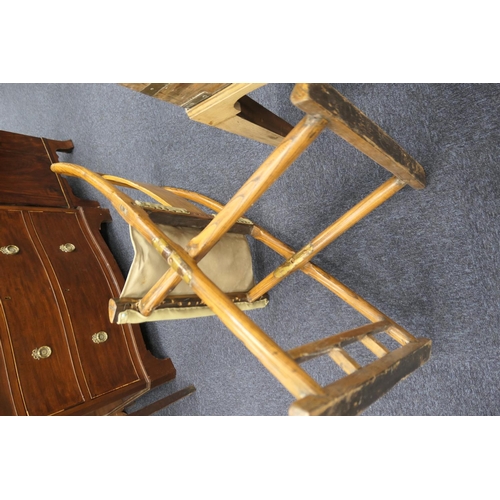 530 - Traditional Chinese elm cross frame folding chair, 19th Century, with replaced seat, height 99cm