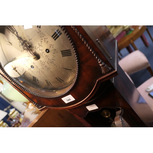 544 - Quality mahogany granddaughter clock by Maple & Co., London, having a 9'' circular silvered dial wit... 