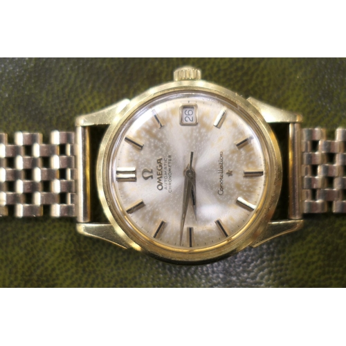 112 - Omega 18ct gold Constellation gent's wristwatch, circa 1963, gold coloured dial with baton numerals,... 