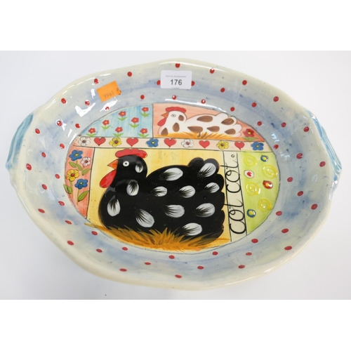 Decorative hand decorated roast chicken dish