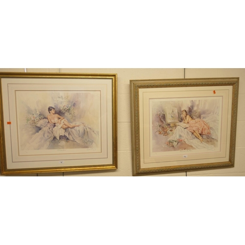 64 - Two Gordon King signed limited edition coloured prints 'Alexandria' and 'Romance with Art'