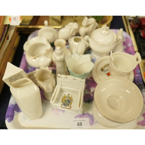 68 - Assortment of Goss and other crested china (1 tray)