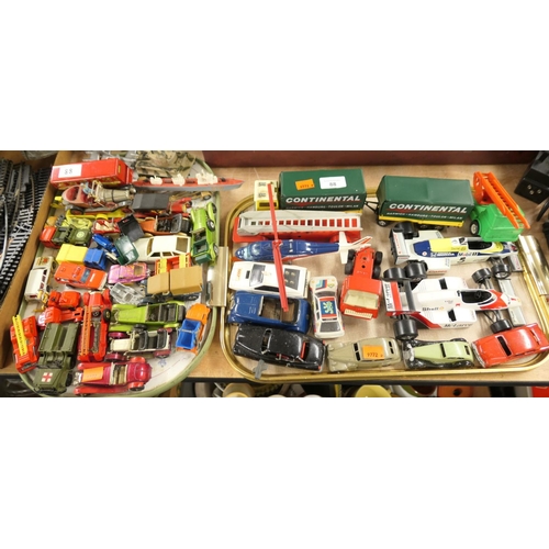 88 - Assortment of diecast toys including Dinky aeroplanes, cars, Solido clockwork sedan etc, all played ... 