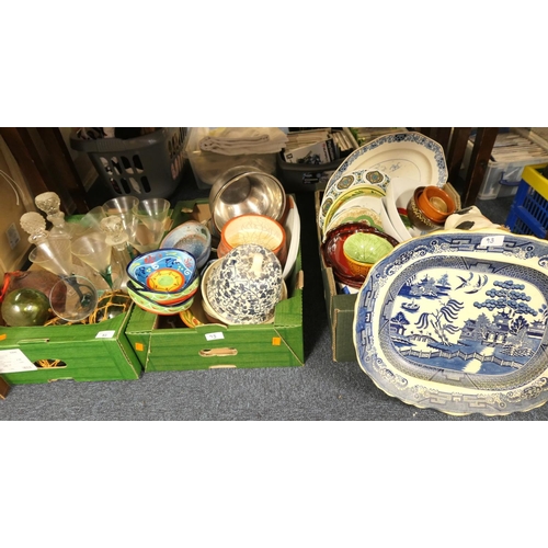 93 - Mixed ceramics and glassware including fishing floats (3 boxes)