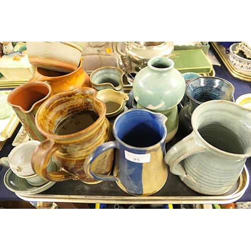 95 - Art pottery jugs, vase etc (1 tray)