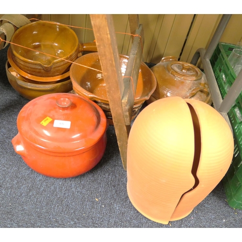 65 - Selection of earthenware cooking pots and dishes