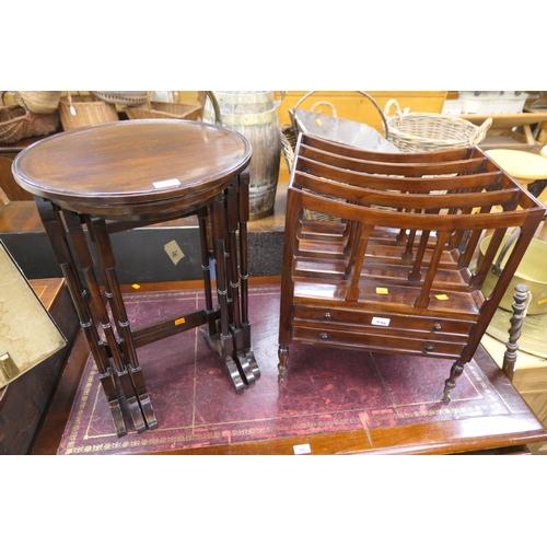 499 - Edwardian nest of mahogany circular occasional tables, the largest 42cm diameter, also a mahogany ca... 