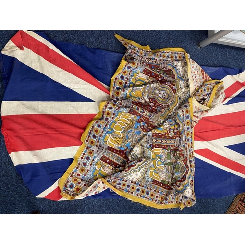 597 - Union flag, 200cm x 111cm; also an Indian printed cotton panel (2)