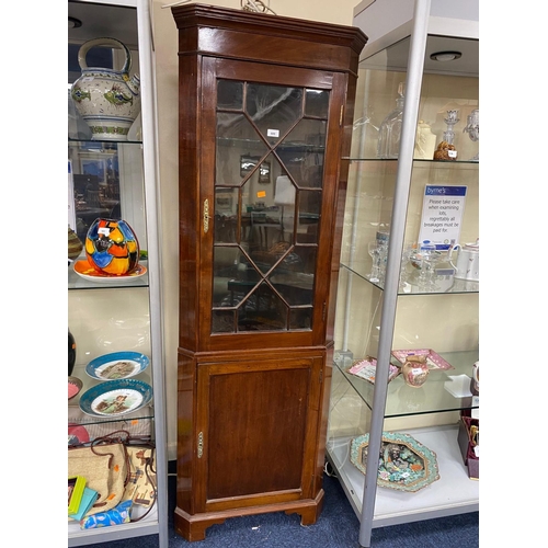 609 - 19th Century mahogany free standing corner cupboard, height 187cm, width 63cm