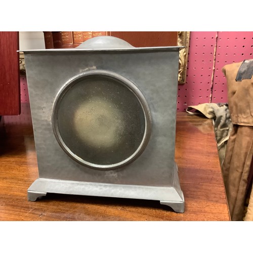 221 - Walker & Hall hammered pewter mantel timepiece