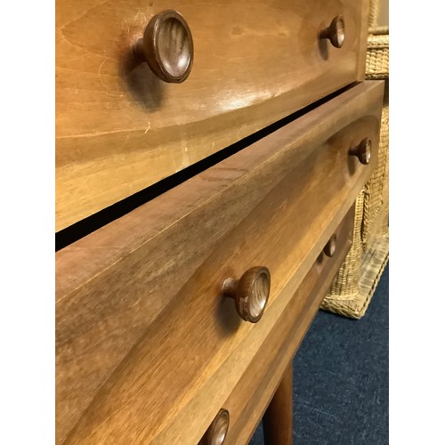 360 - Mid Century teak sideboard, fitted with two sliding doors and four drawers, width 183cm, depth 43cm,... 