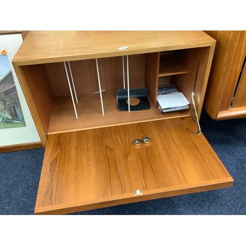 395 - Nest of G-plan teak tables and a teak fall front record cabinet (2)