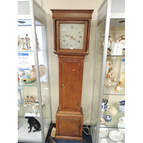 298 - Gloucester oak 30 hour longcase clock with single weight and pendulum, height 196cm