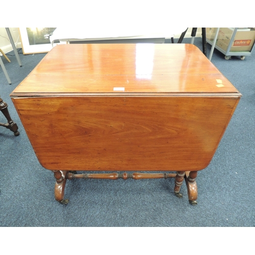 312 - Victorian walnut Sutherland table, original castors, width 83cm