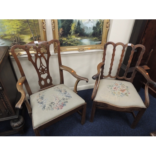 327 - Two George III mahogany carver chairs in Chippendale style