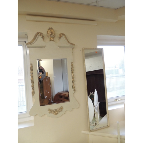 347 - Cream and gilt painted wall mirror in the Georgian style, also a hall mirror (2)