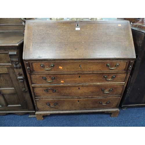 484 - George III oak bureau, circa 1810, width 98cm