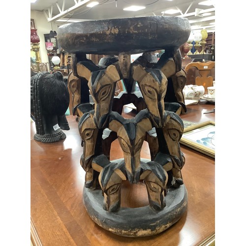 510 - African carved wooden stool, height 41cm