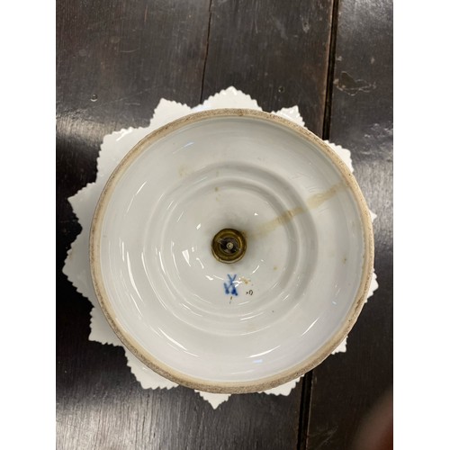 100 - Meissen moulded vine leaf comport, with blue crossed swords mark, 29cm diameter